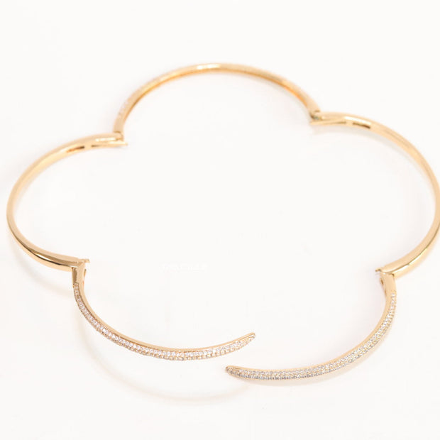 Triple line cz nail bracelet in gold plating