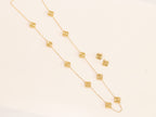 Gold clover necklace set