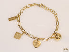 Gold Plated Link Chain Charm Bracelet with Alphabet — Tiff & Co Style