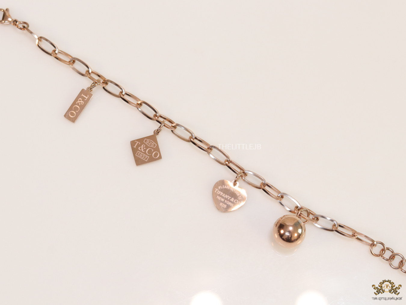 Rose Gold Plated Link Chain Bracelet with Alphabet — Tiff & Co Style