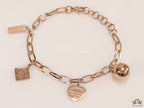 Rose Gold Plated Link Chain Bracelet with Alphabet — Tiff & Co Style