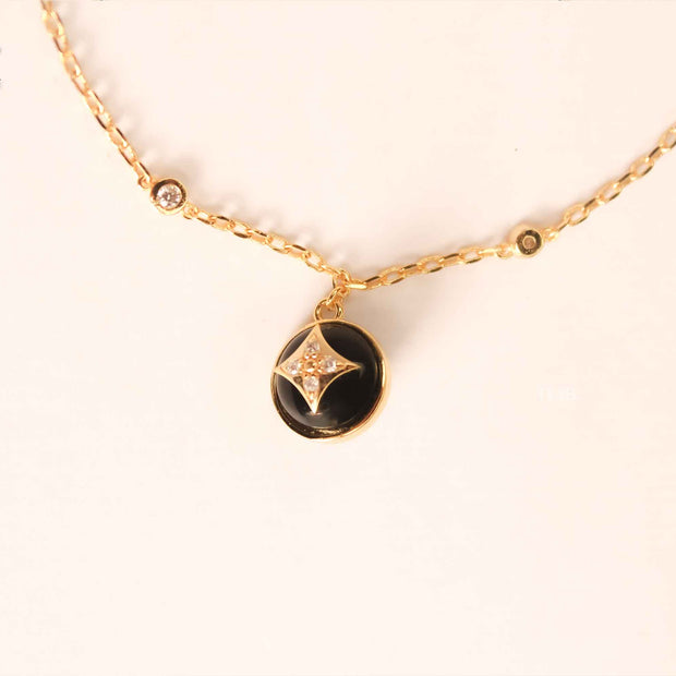 Alphabet L & V Lunar Charm black bracelet