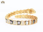 snake black and gold bracelet with cz