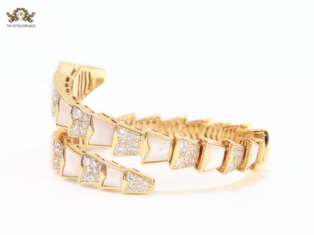 snake gold and cz bracelet