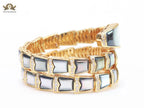 snake black and gold three layer bracelet
