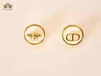 Alphabet CD combo bee earrings white