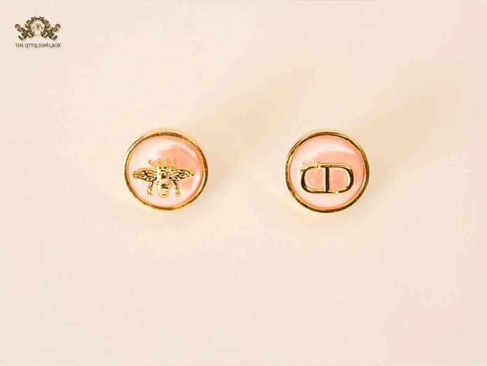 Alphabet CD combo bee earrings pink