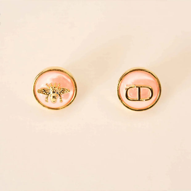 Alphabet CD combo bee earrings pink