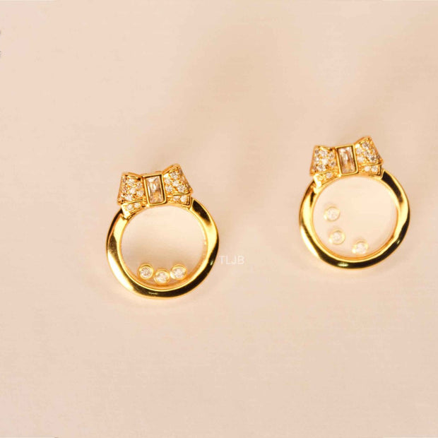 Bow ringed gold happy diamond earrings CHPRD