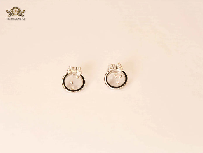 Bow ringed paltinum happy diamond earrings CHPRD