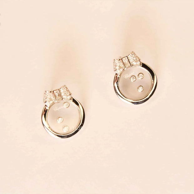 Bow ringed paltinum happy diamond earrings CHPRD
