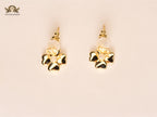 Alphabet CD clover charm gold earrings with pearl