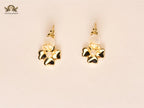 Alphabet CD clover charm gold earrings with pearl