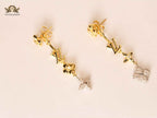 Alphabet L & V double clover layered MOP earrings