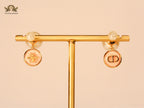 alphabet CD combo web pastel pink pearl bomber earrings
