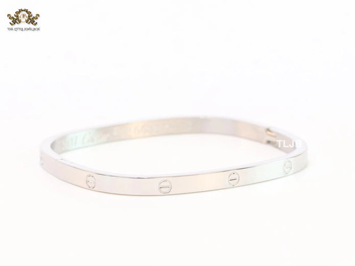 Silver plated rectangular screw bracelet