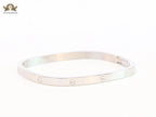 Silver plated rectangular screw bracelet