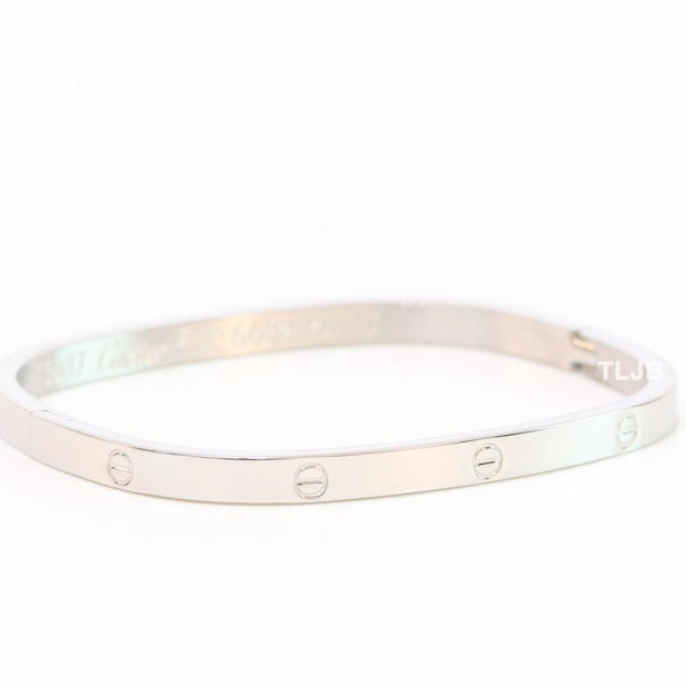 Silver plated rectangular screw bracelet