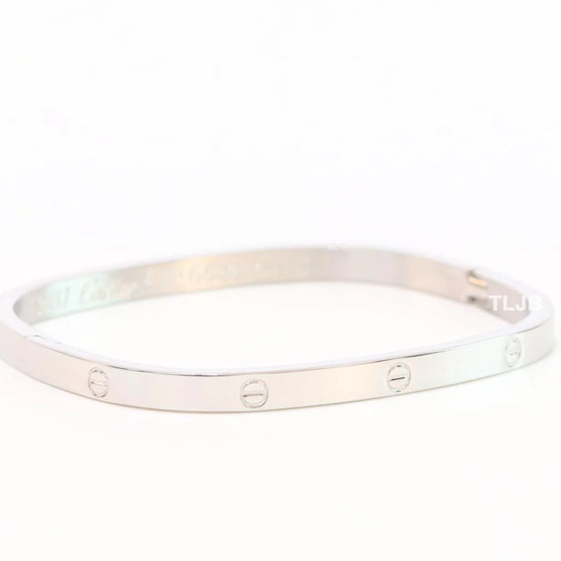 Silver plated rectangular screw bracelet