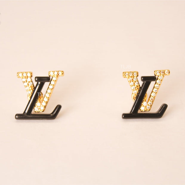alphabet LV Noir Spark earring