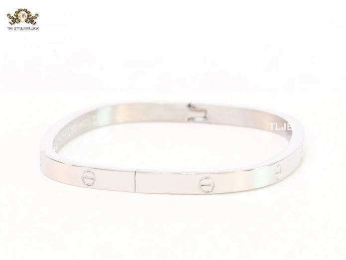 Silver plated rectangular screw bracelet