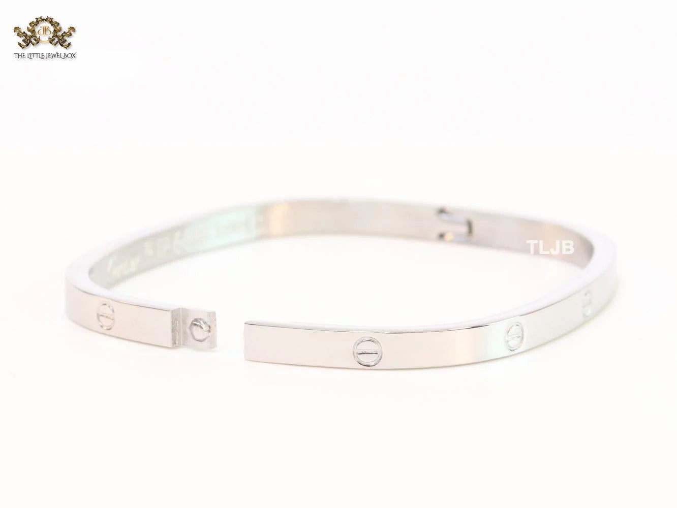 Silver plated rectangular screw bracelet