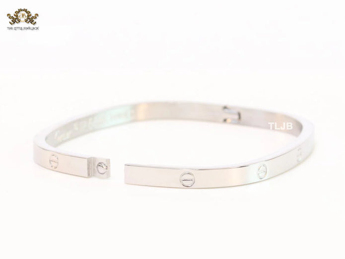 Silver plated rectangular screw bracelet