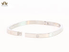 Silver plated rectangular screw bracelet
