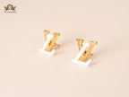 alphabet LV white Spark earring