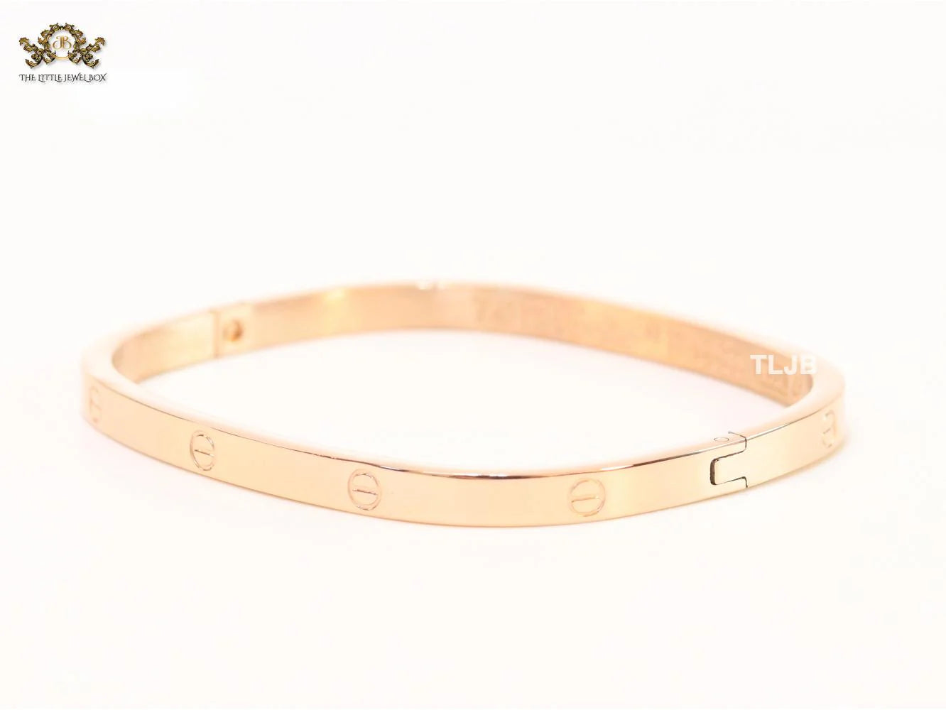 Rose gold plated plated rectangular screw bracelet