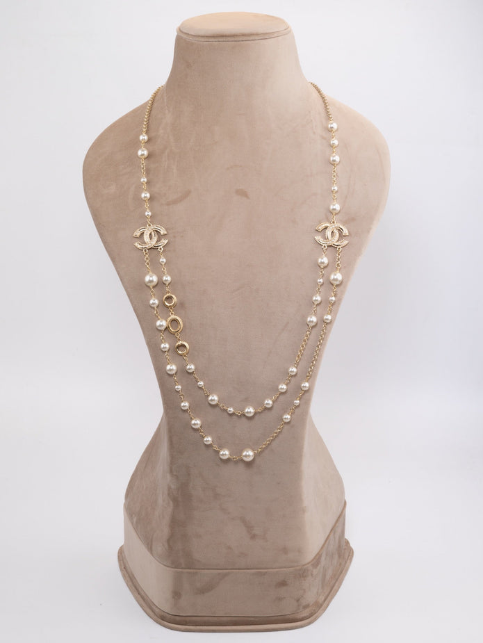 Double layered rustic gold and pear Double C chain