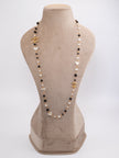 Gold Double C chain with Black beads, hearts and pearls