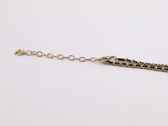 Gold Double C chain with Black beads, hearts and pearls
