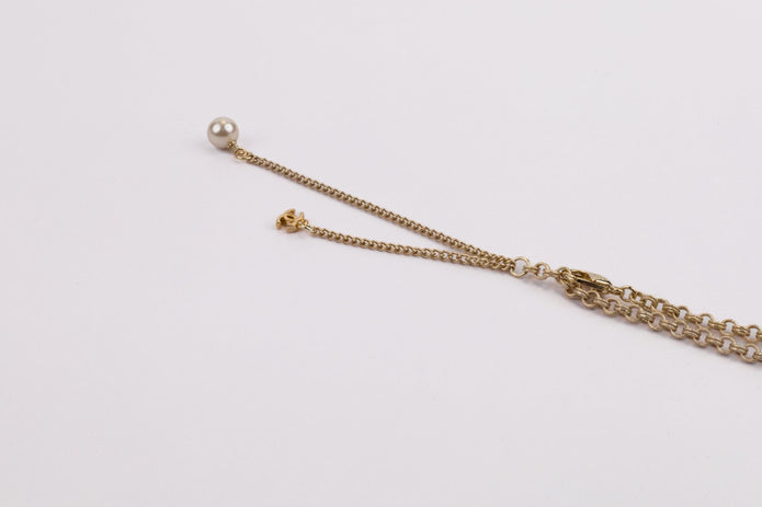 Double layered rustic gold and pear Double C chain