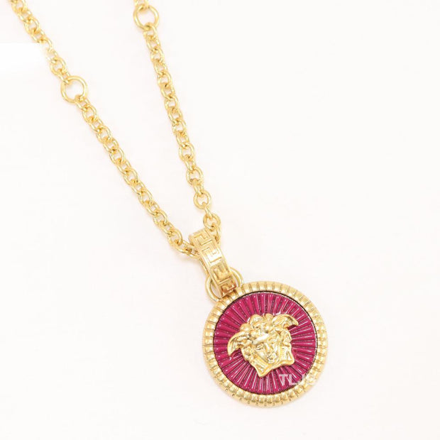 Medusa red pendant with gold chain