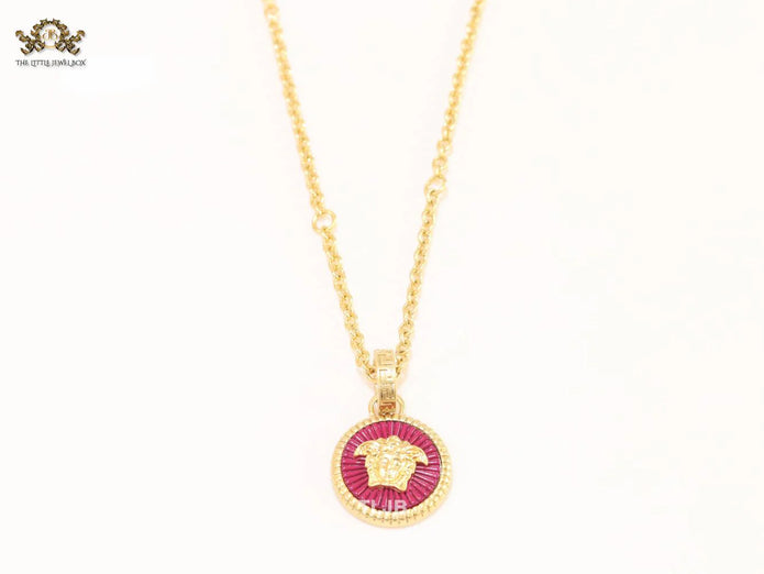 Medusa red pendant with gold chain