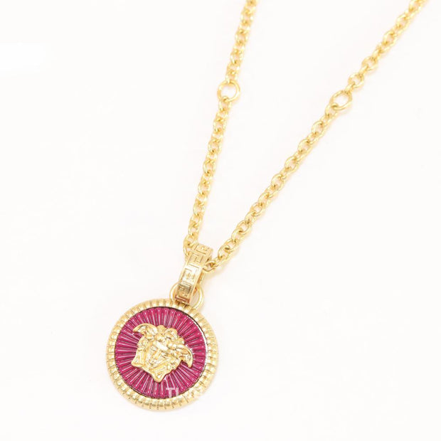 Medusa red pendant with gold chain