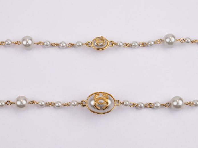 Gold Double C on Pearl chain