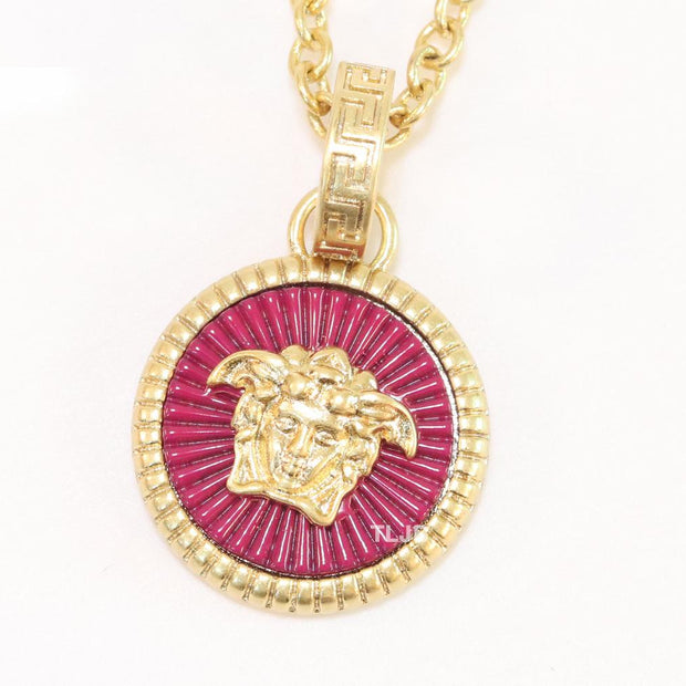 Medusa red pendant with gold chain
