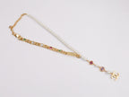 Half Gold and half Pearl Double C chain with mutlicolores stones and CZ