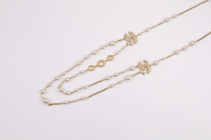 Double layered rustic gold and pear Double C chain