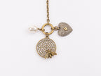 Rustic copper and pearl dragonfly and charms long chain