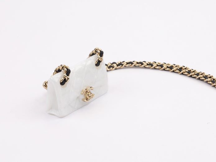 Double C enamel Bag on a black and gold chain