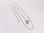 Rustic copper and pearl dragonfly and charms long chain