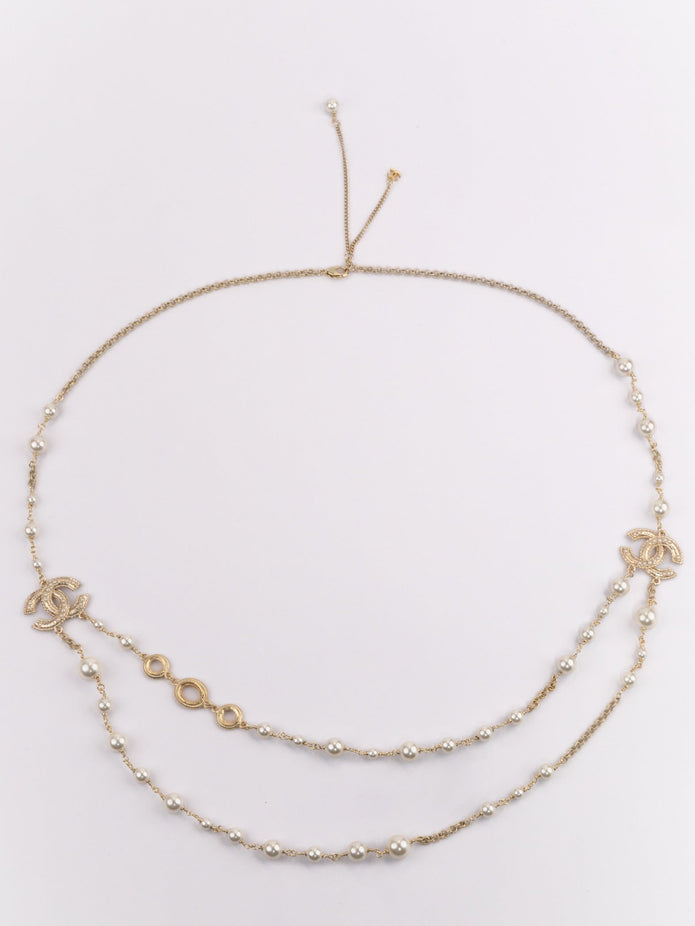 Double layered rustic gold and pear Double C chain