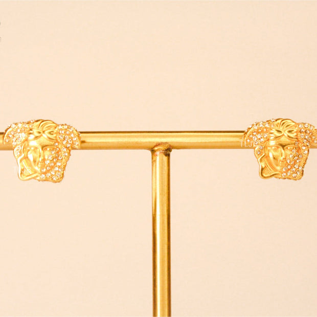 Divine Gold Medusa earrings with cz