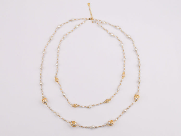 Gold Double C on Pearl chain
