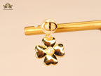 Alphabet CD clover charm gold earrings with pearl