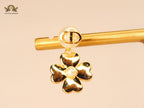 Alphabet CD clover charm gold earrings with pearl