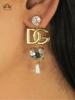 alphabet D and G Pearl Luxe Drop earrings